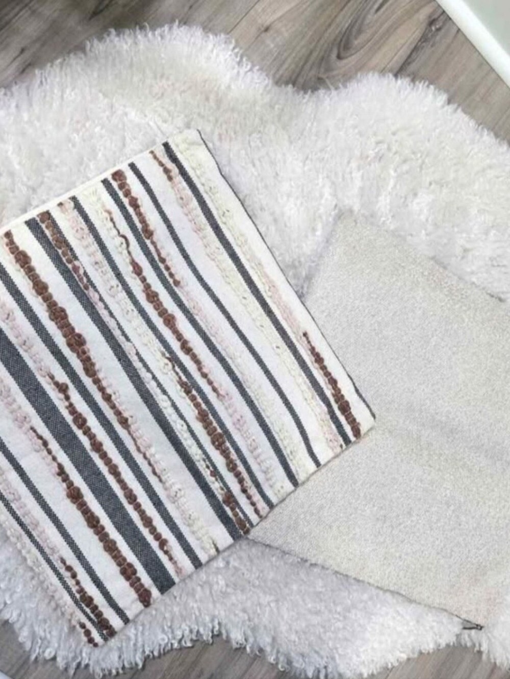 Boho Striped Brown and White Boucle Pillow Covers
